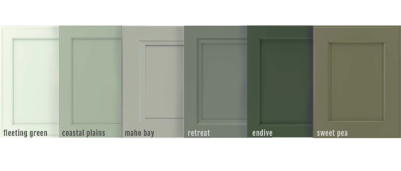 series of organic landscape green cabinet doors
