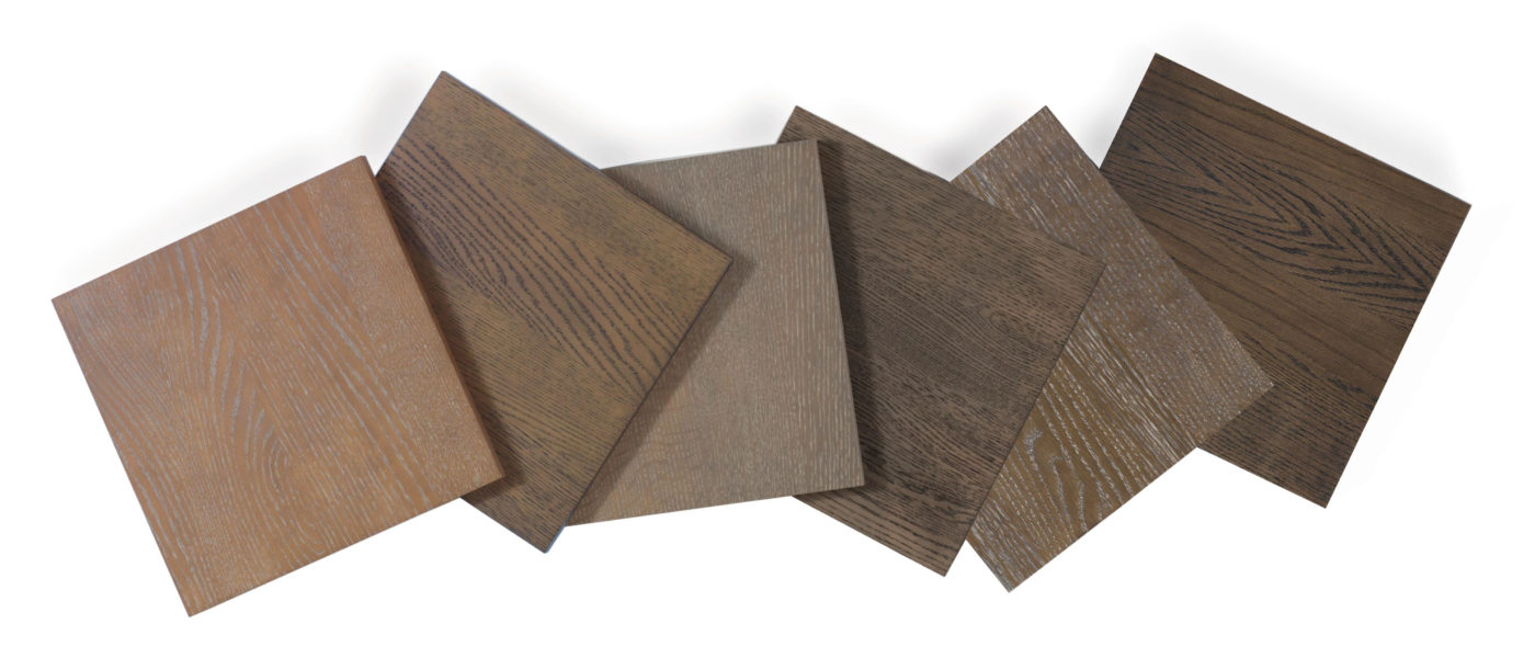 series of cerused, organic wood stains