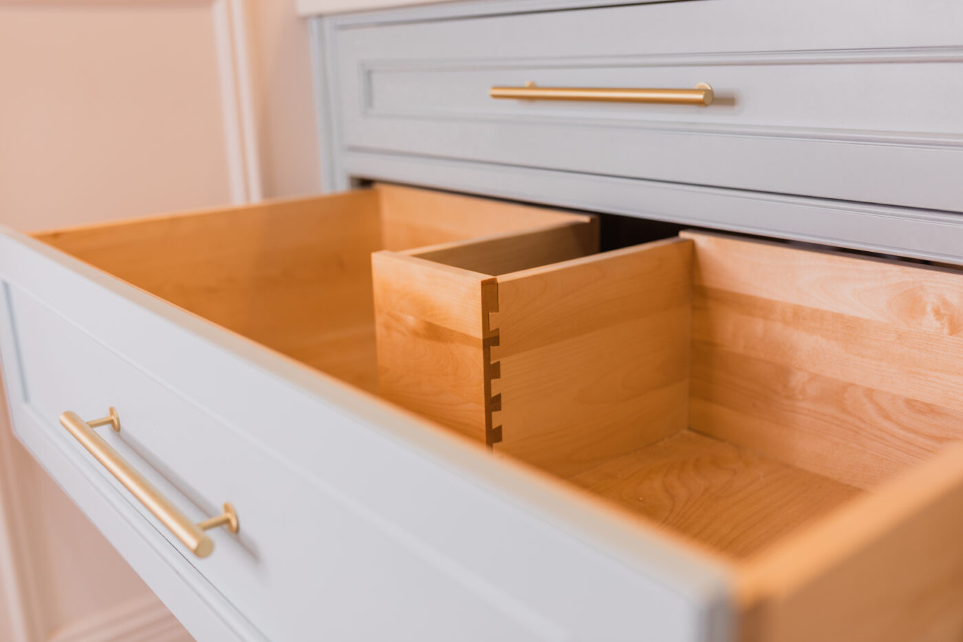 Open drawer showing cutaway feature.