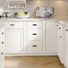 white inset cabinetry in a kitchen